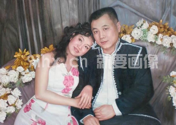 情侶肖像油畫定制的圖片