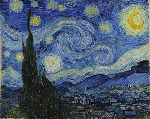#油畫作品欣賞# 梵高《星空》