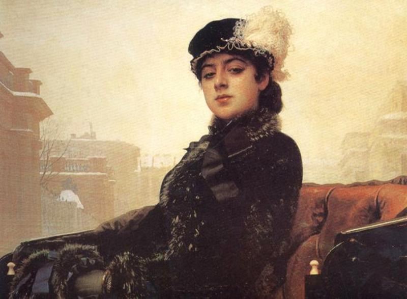 油畫作品欣賞-無名女郎-1883年 克拉姆斯柯依俄國 