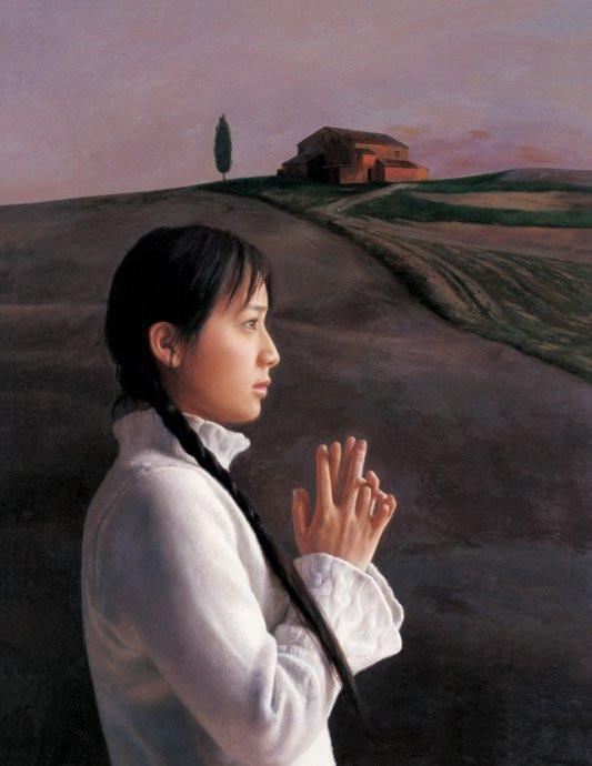 寫實人物油畫，清純妹子油畫人物2