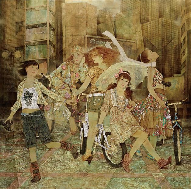 欲乘春風攬年華  作者：蘇國偉  創(chuàng)作年代：2011  規(guī)格：150×150cm  品類：漆畫