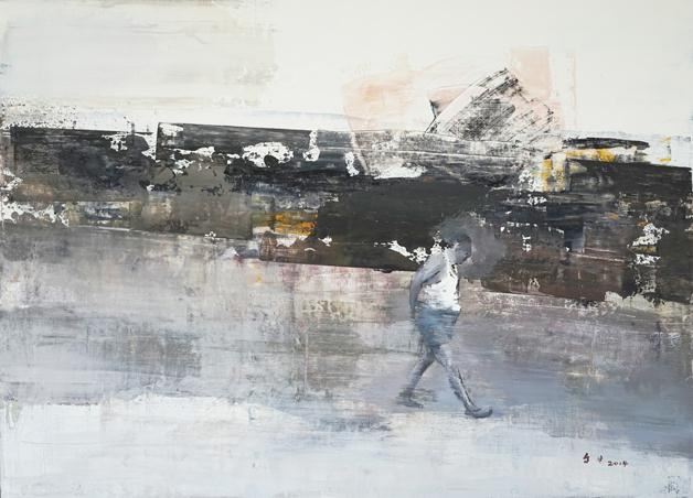 油畫人物-夏日疾走  作者：韋爾申  創(chuàng)作年代：2014  規(guī)格：80×110cm  品類：油畫