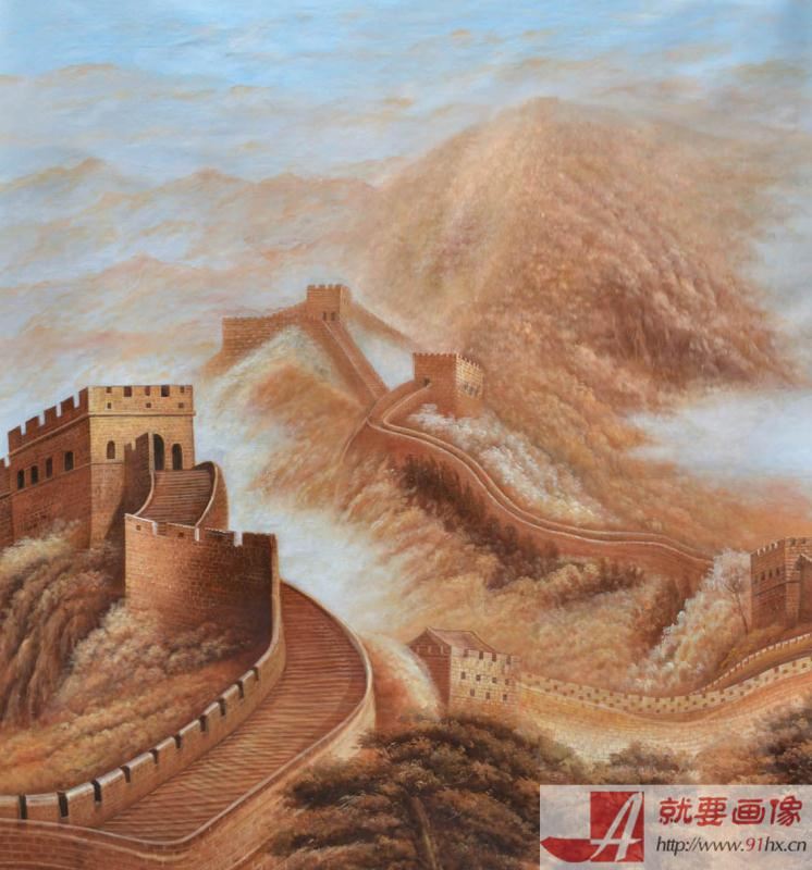 金色萬里長城油畫