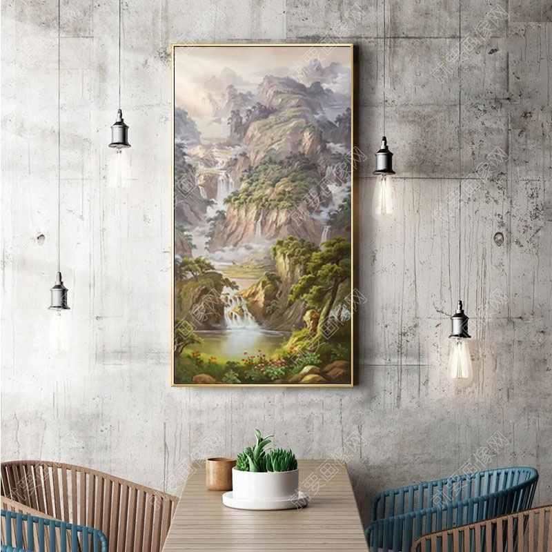 手繪群山風景油畫