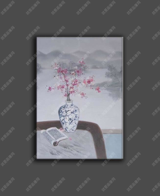 青花瓷梅花手繪油畫
