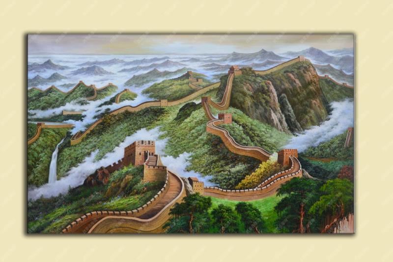 大氣長城風景油畫