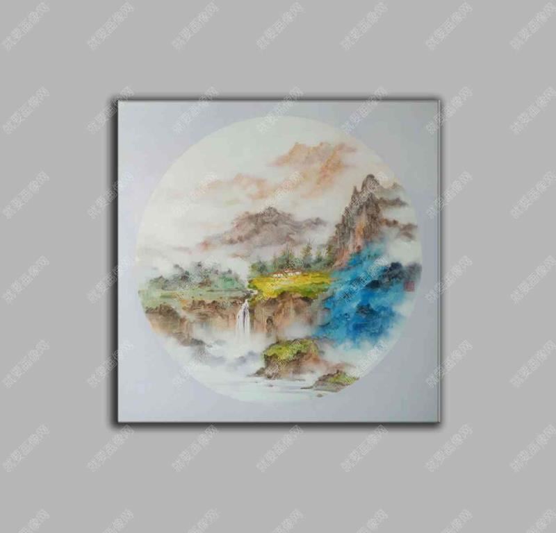 山水油畫手繪