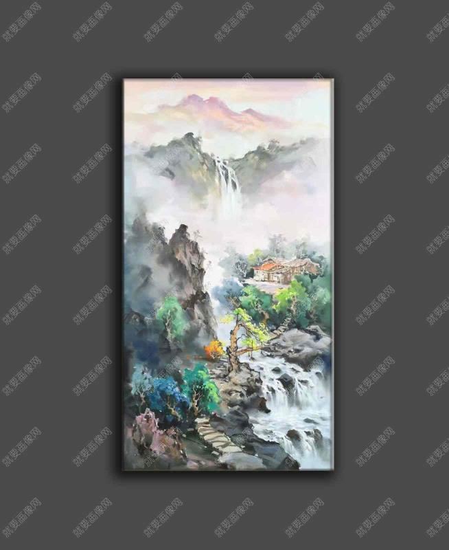 山里人家山水油畫