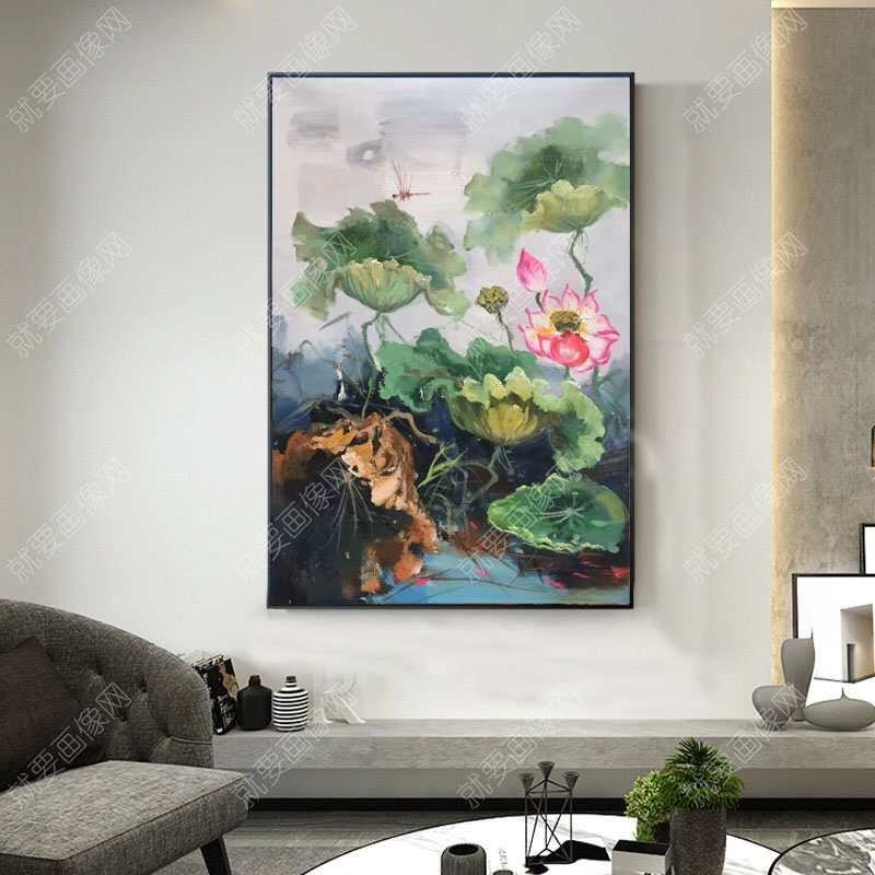 荷花荷葉裝飾畫油畫
