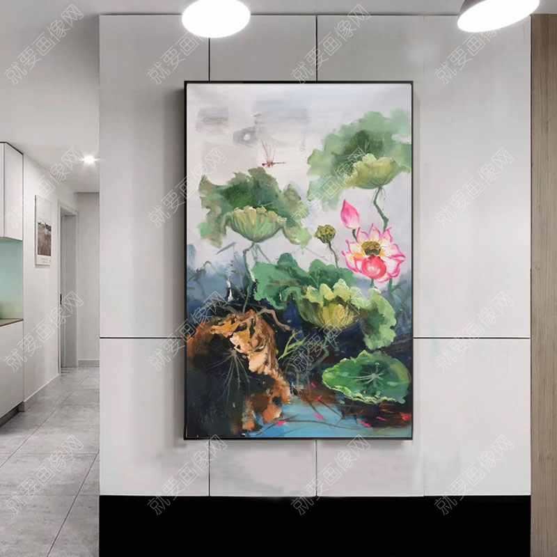 荷花大幅花卉油畫