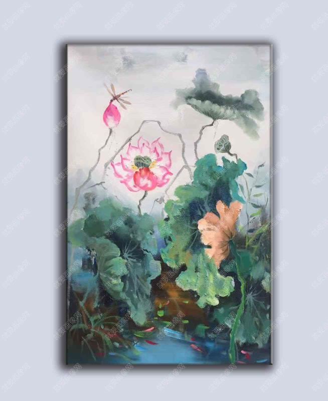 高品質(zhì)荷花油畫
