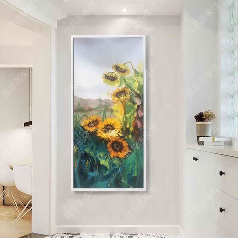 豎版向日葵花卉油畫風景