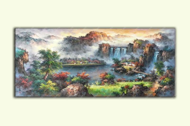 山水風景油畫手繪