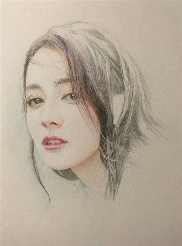 彩鉛畫迪麗熱巴步驟教程
