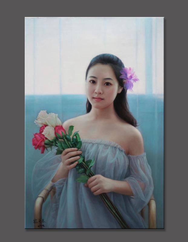林喜展油畫(huà)-人物畫(huà)像少女7